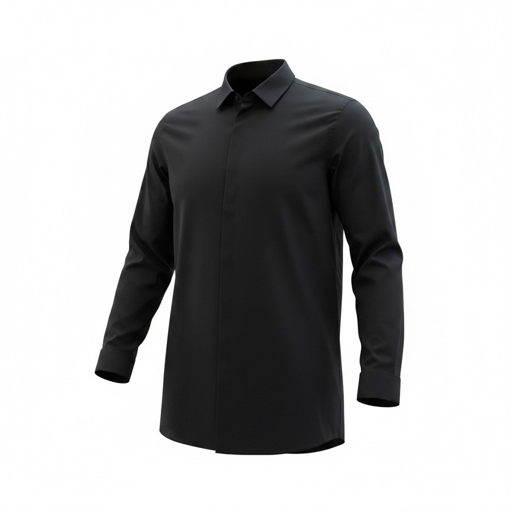 JF J.Ferrar Big & Tall Black Dress Shirt Mens Stretch Button Down Long